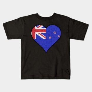 New Zealander Jigsaw Puzzle Heart Design - Gift for New Zealander With New Zealand Roots Kids T-Shirt